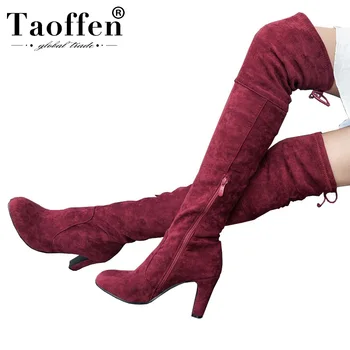 

Taoffen Plus Size 31-45 Women High Quality 2020 New Arrival Winter Over Knee Boots Daily Shoes Woman Fur Warm Boots Footwear