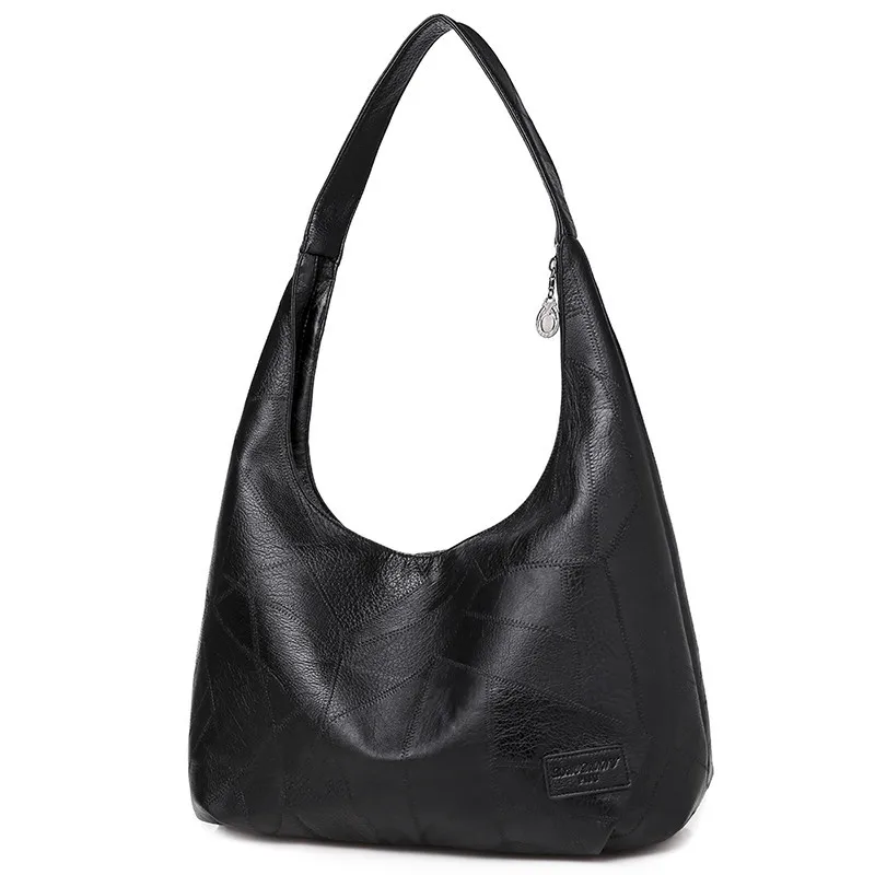 Vintage Women Hobos Bag Large Female Shoulder Bags Casual Soft Patchwork PU Leather Big Ladies Bags High Quality Luxury Handbags