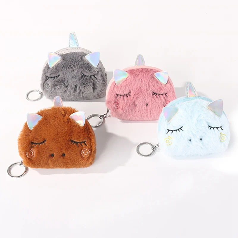 Kawaii, животные, единорог, монетница, сумка, на молнии, для детей, женщин, мальчиков, девочек, детская мягкая сумка, подарок, мини, плюшевый, для смены денег, кошельки