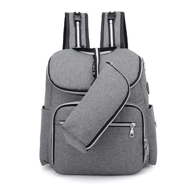 USB сумка для коляски, рюкзак bolsa maternidade, сумки для детских подгузников, сумка-Органайзер для мам и мам - Цвет: Gray
