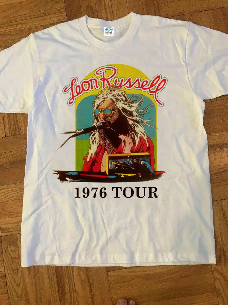 LEON RUSSELL AUTHENTIC 1976 футболка с перепечаткой новый топ футболки принтом Мужская |