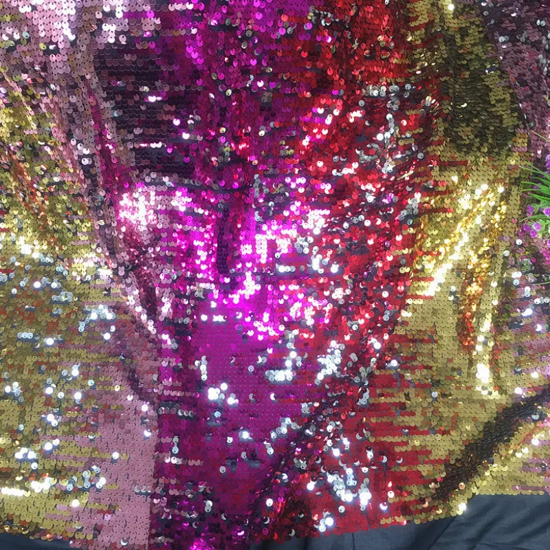 

Rose red gold gradient sequin Lace Fabric For Sewing Latin Dance dress dance Sequin Cloth Fabric 1Yard