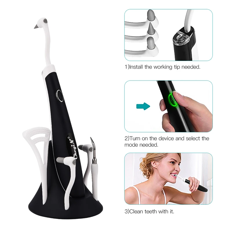 

5 In 1 Electric Dental Teeth Whitening Polisher LED Light Calculus Remover High Frequency Vibration Tooth Cleaning Instrument 45