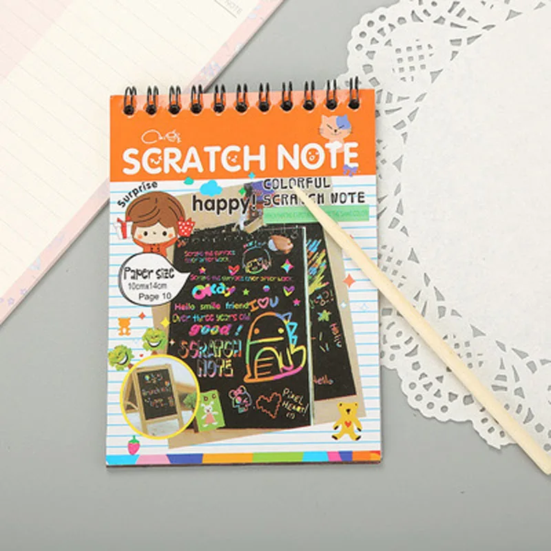 EZONE DIY милый Kawaii Coil Graffiti Notebook черная страничка волшебный блокнот для рисования