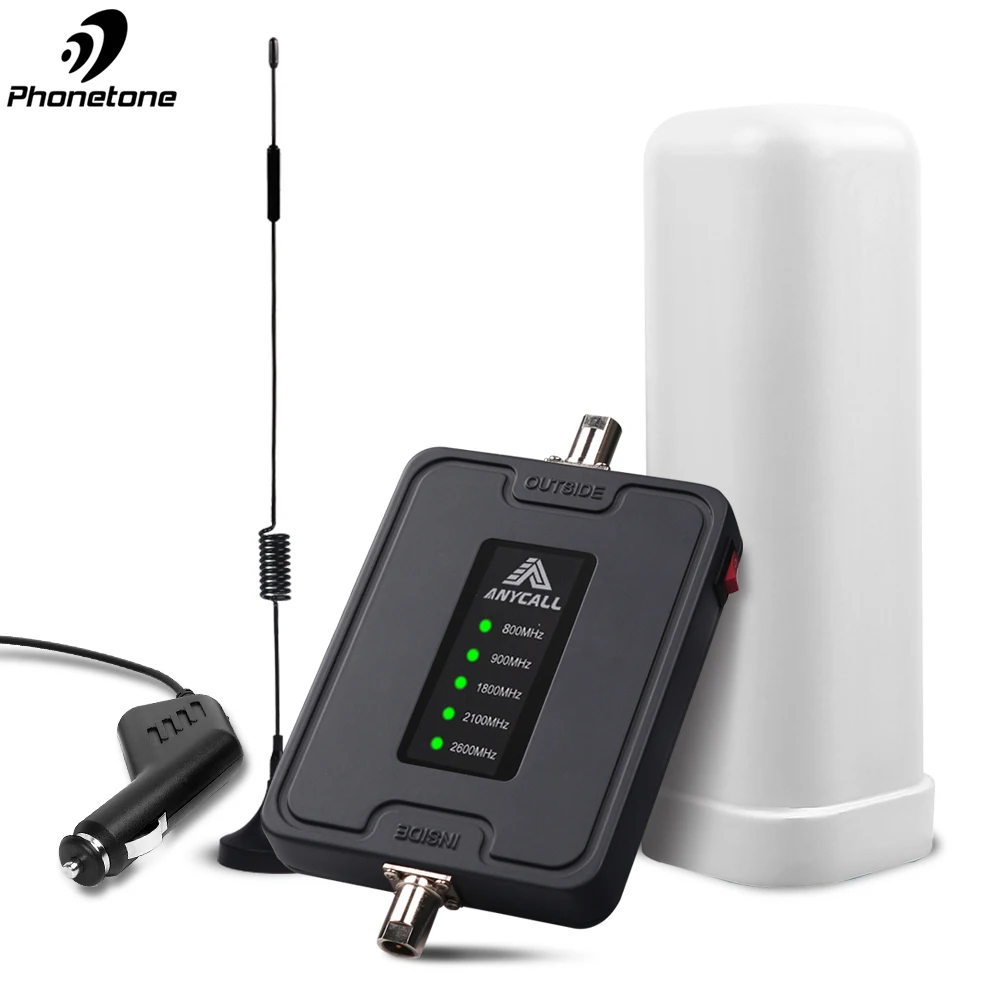 Для использования в автомобиле мобильный телефон усилитель сигнала 2G 3g 4G 800/900/1800/2100/2600 МГц 5 Band мобильный телефон Ретранслятор для усиления GSM голоса/LTE данных