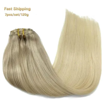 

Clip In Human Hair Extensions Remy Hair Natural Light Brown Honey Blonde Ombre Straight Hair Extensions natural hair clip ins