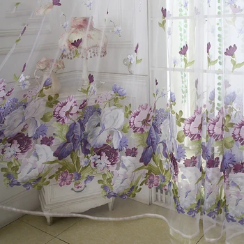 

2019 Peony Flower Burnout Tulle Curtains for Bedroom Living Room Organza Sheer for Kitchen Door Window Treatments Ready Made