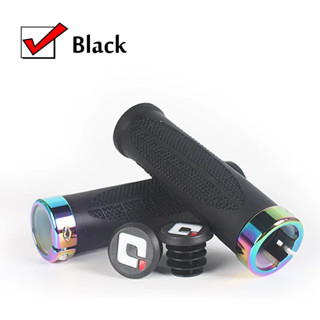 ODI Colored Locking Ring Bike Handlebar Grips MTB Soft-Non Slip Grips Damping Aluminum Alloy Lock Ring Cycling Parts Black