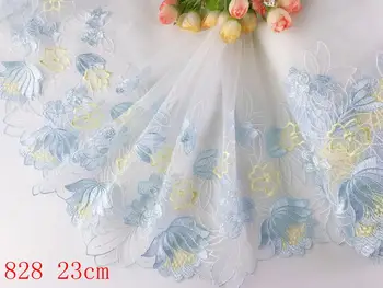 

Wholesale lot 9”*1yard Delicate Embroidered flower tulle Lace Trim sewing Craft DIY 828