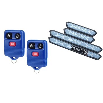 

1 Set Key Fob Keyless Entry Remote for Ford-Blue & 1 Set Door Sill Protectors Door Sill Scuff Plate Guard Set for Toyota