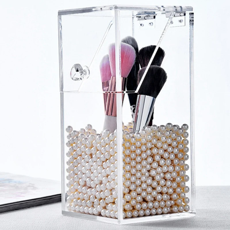 Best Clear Makeup Brushes Box Cosmetic Storage Box Beauty Brush Container Pencil Lipstick Holder Makeup Tools Storage Bucket wit