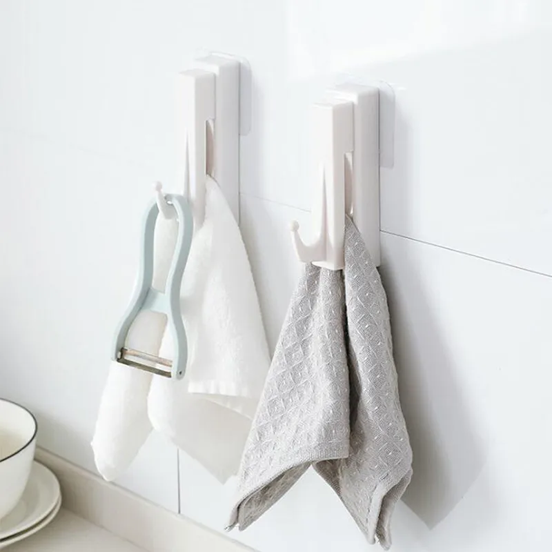 

Seamless Hook Home Storage Organization Kitchen Bathroom Wall Storage Hook ABS Door Back Coat Towel Storage Hooks