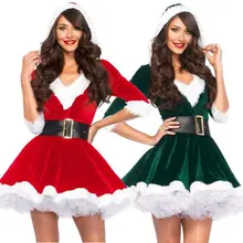 

Christmas Costumes for Women Christmas Santa Outfit Mrs Christmas Claus Costume Cosplay Fancy Dress Xmas Thick Warm Mini Dresses