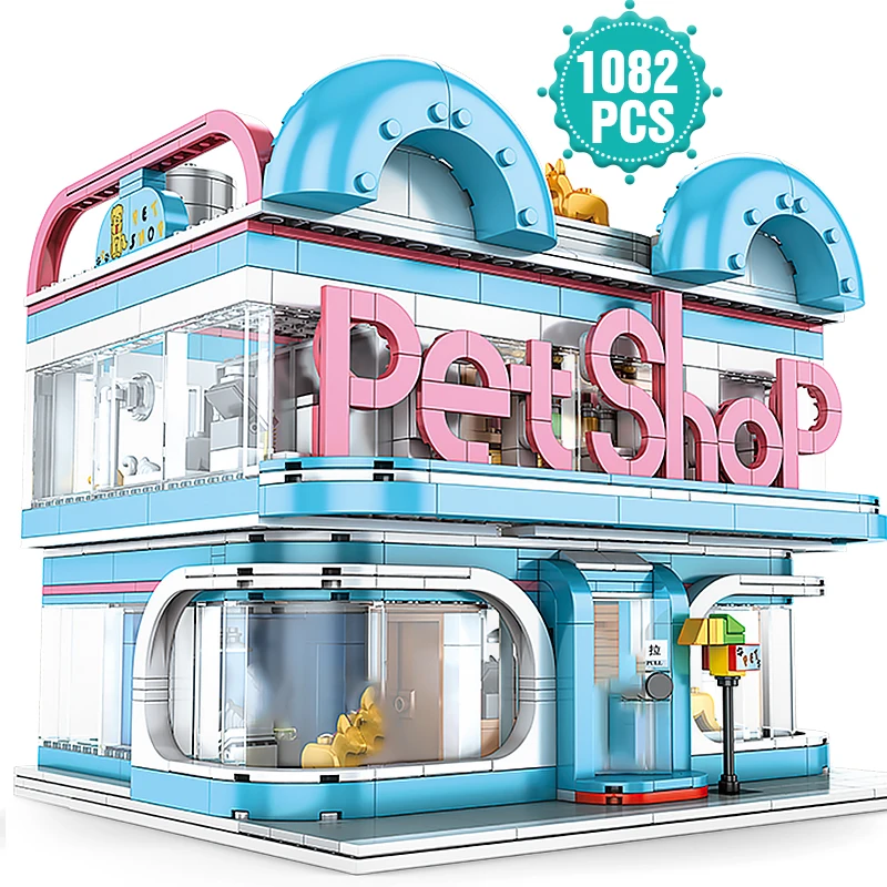 High-tech Creator Pet Shop Architecture Building Blocks City Street View Bricks Assembly Toys Birthday Christmas Gift For Adult | Игрушки и