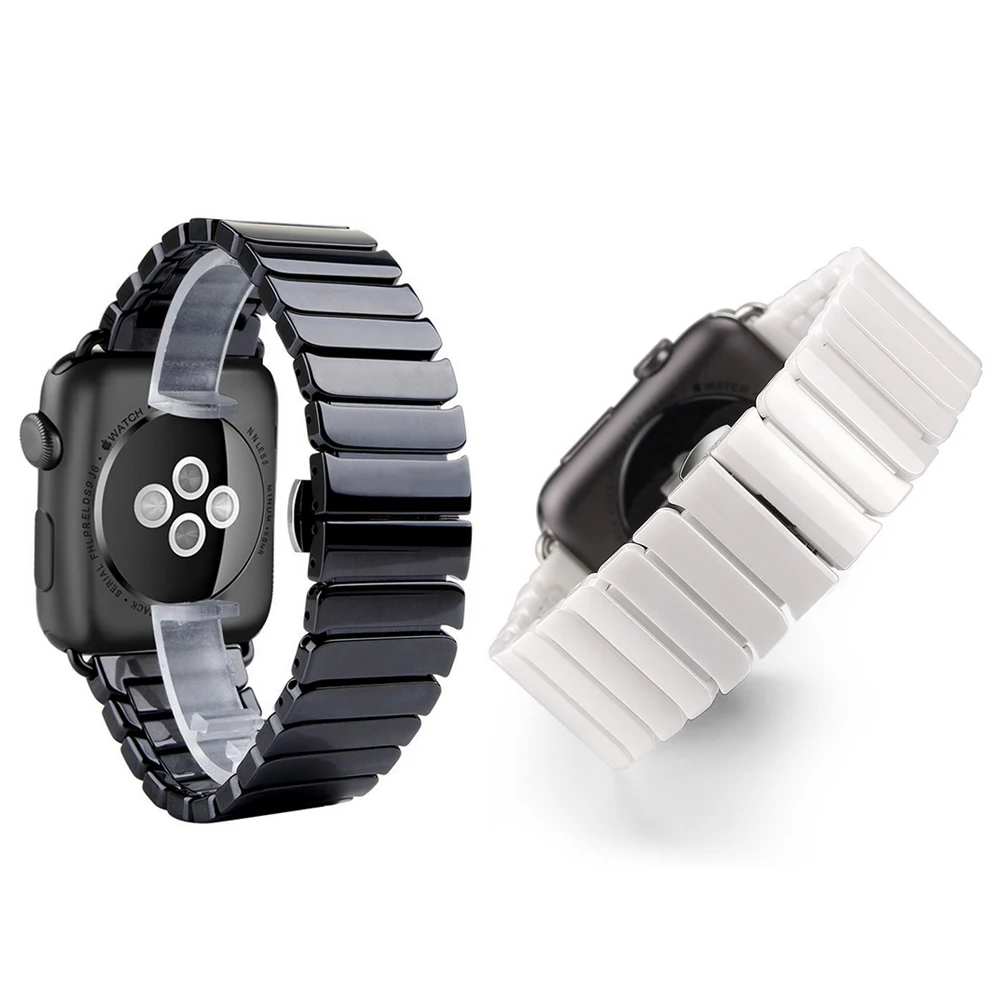 

Watch band For Apple watch Ceramic 42mm 38mm Band Strap for iWatch Series 1/2/3/4/5 44mm 40mm link bracelet bands with adapter