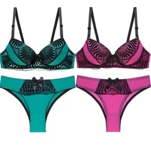 2 шт./лот, новые модные женские комплекты нижнего белья, сексуальные кружевные комплекты с бюстгальтером глубокого размера плюс, комплект с бюстгальтером пуш-ап, нижнее белье