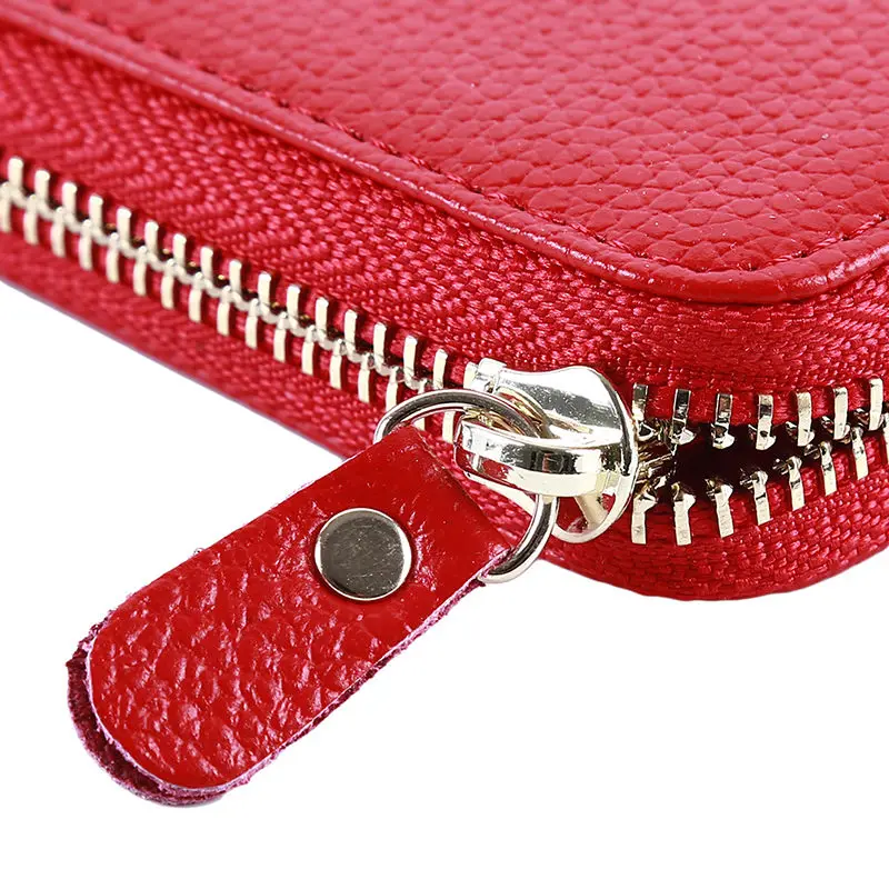 Fashion New Women Men's Cowhide Leather Zipper Purse Bag Car Key Wallets Card Holder Fashion Multifunction Housekeeper Holders