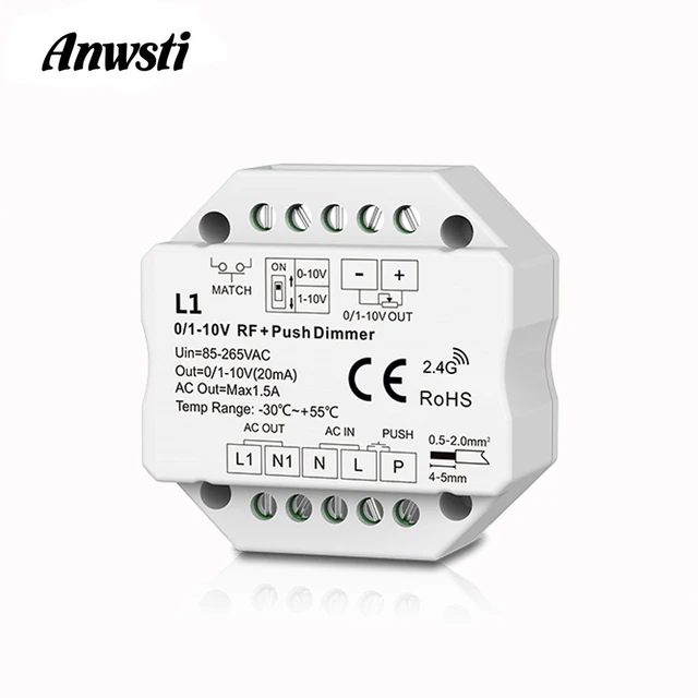 0/1-10V LED Dimmer 220V 110V AC Push Dimmer Switch Wireless RF Remote  Contoller for