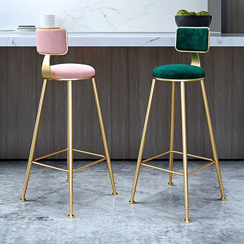 

Nordic Wrought Iron Bar Stool Modern Minimalist Home Backrest Creative Dining Chair High Stool Restaurant Cafe Stool Bar Stool