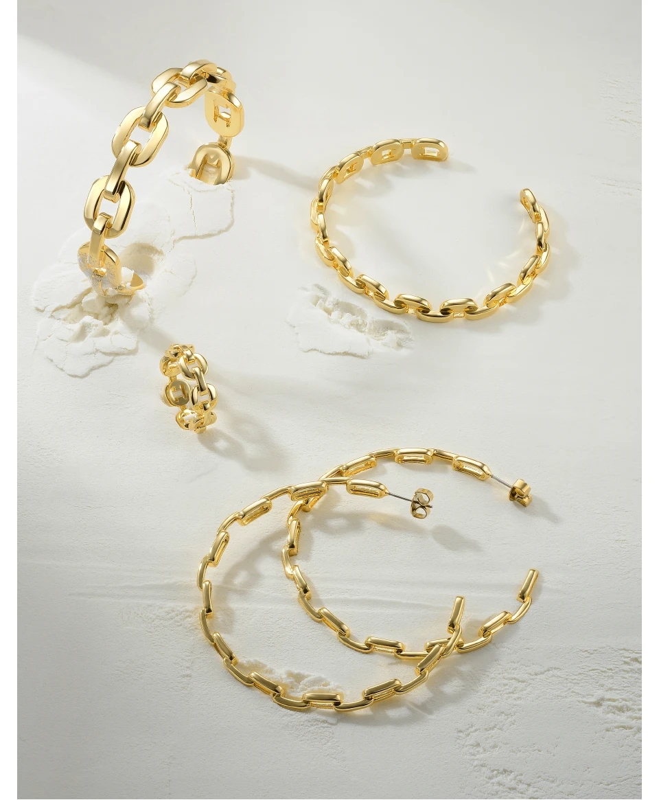 Pulseiras para Acessórios Cor do Ouro Enfashion Forma Pura Pequena Ligação Corrente Manguito Pulseiras Bronze Femininos Bijoux Bf182032 2 pulseiras cor do ouro bronze pulseiras para