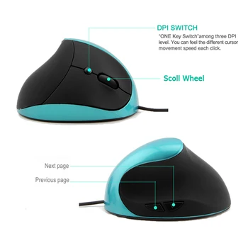 

Optical Portable 6 Buttons Computer Home Wired Vertical Mouse Accessories High USB Adjustable DPI Small Ergonomic Mice