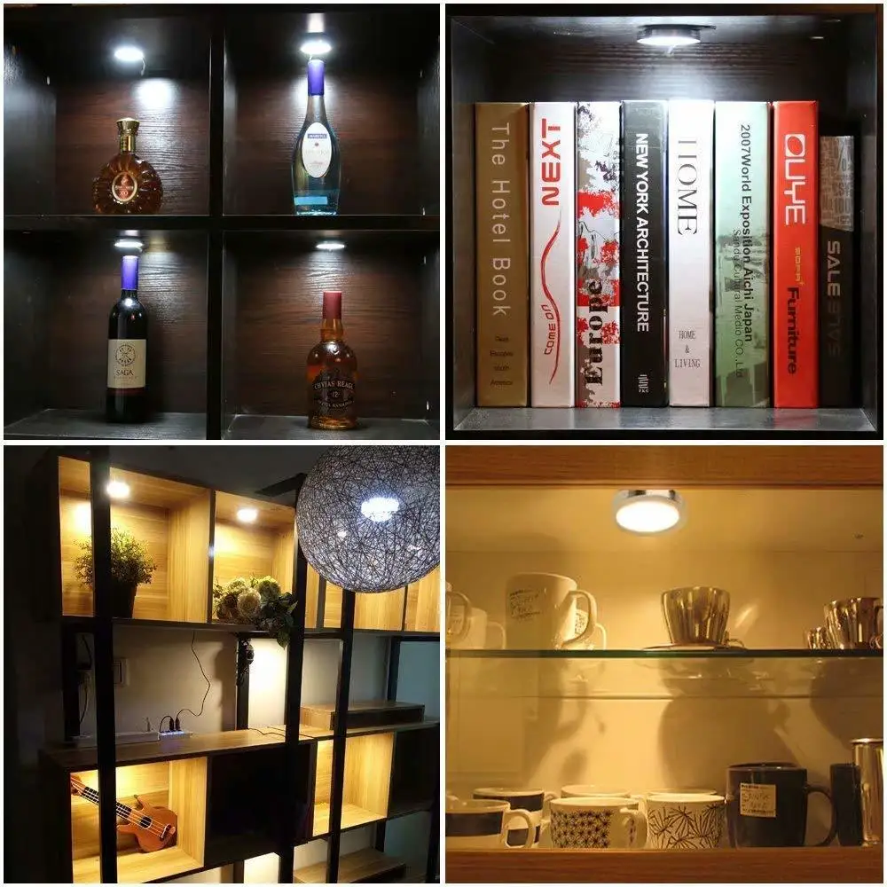 Under Cabinet Lights LED Puck Light Kitchen Round 12V Counter Shelf LED Closet Cupboard Showcase Drawer Wardrobe Indoor Lighting (5)