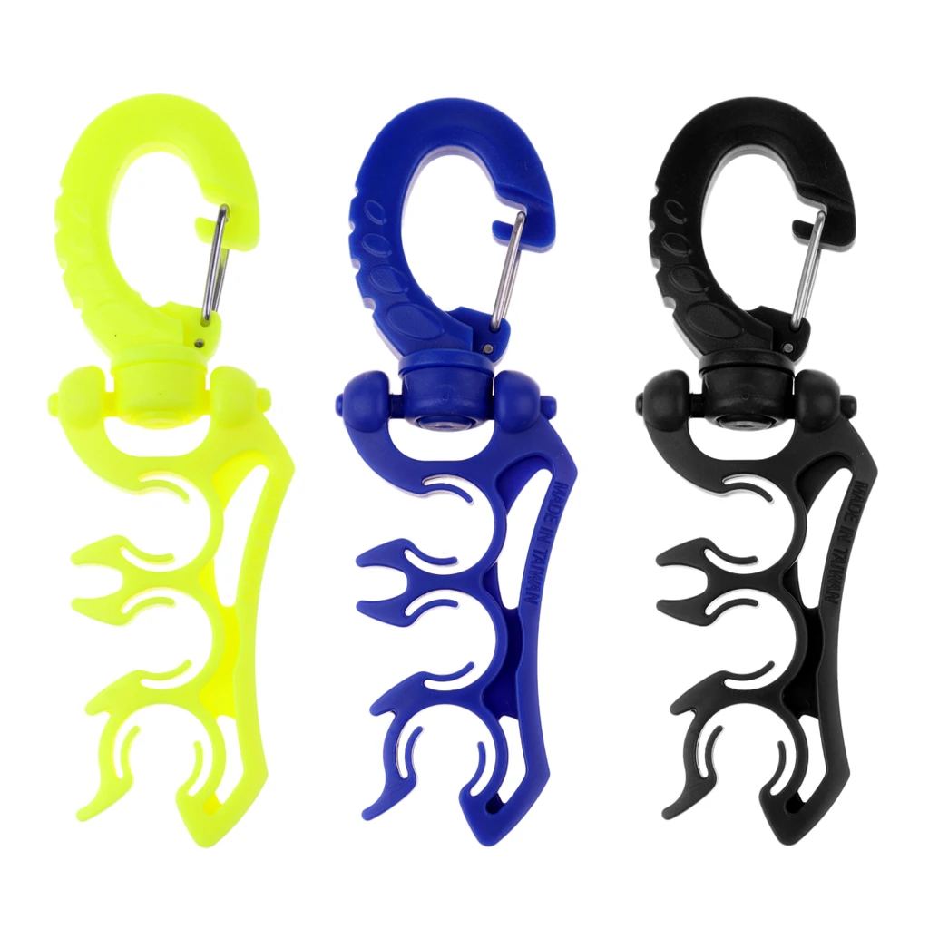 Scuba Diving 3 BCD Hose Holder with Folding Snap Clip Buckle Hook for Dive Snorkeling - 3 Colors to Select