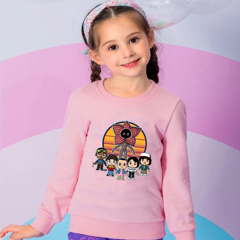 Детские толстовки с принтом «странные вещи» для маленьких девочек, свитера, одежда для маленьких девочек, Зимний пуловер с капюшоном - Цвет: 9996h-bj-11-22-10