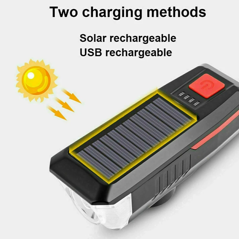

Bicycle Light Solar USB Rechargeable Bike Headlight Taillight Set MTB Bike Front Light Horn Cycling Lamp Accessories
