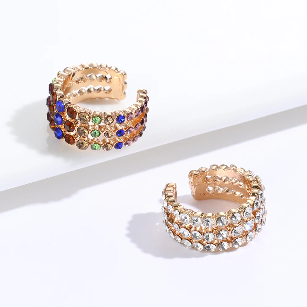 No Piercing Earrings Rhinestone Dangle CZ Cuff Earrings C-shaped Cubic Zirconia Ear Cuff Statement Women Party Jewelry 1PC