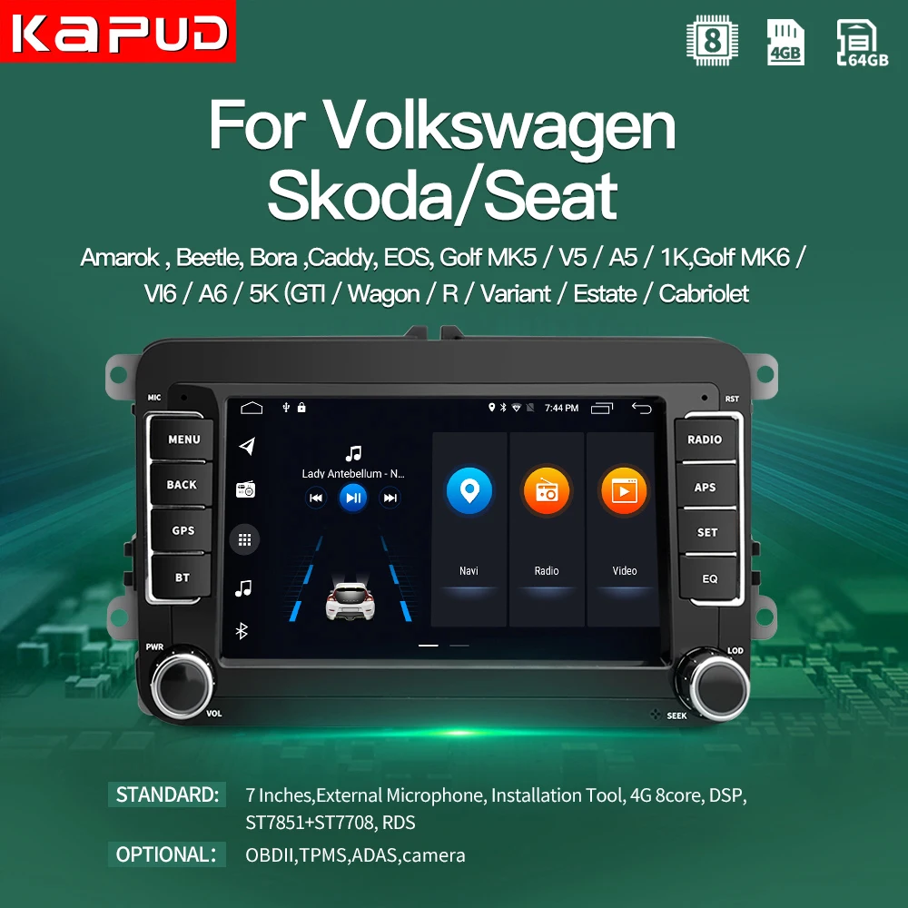 Kapud Car Radio Gps Autoradio Android Classic 7''Multimidia Player Stereo For VW/Volkswagen/Golf/Polo/Tiguan/Passat/b7/Octavia