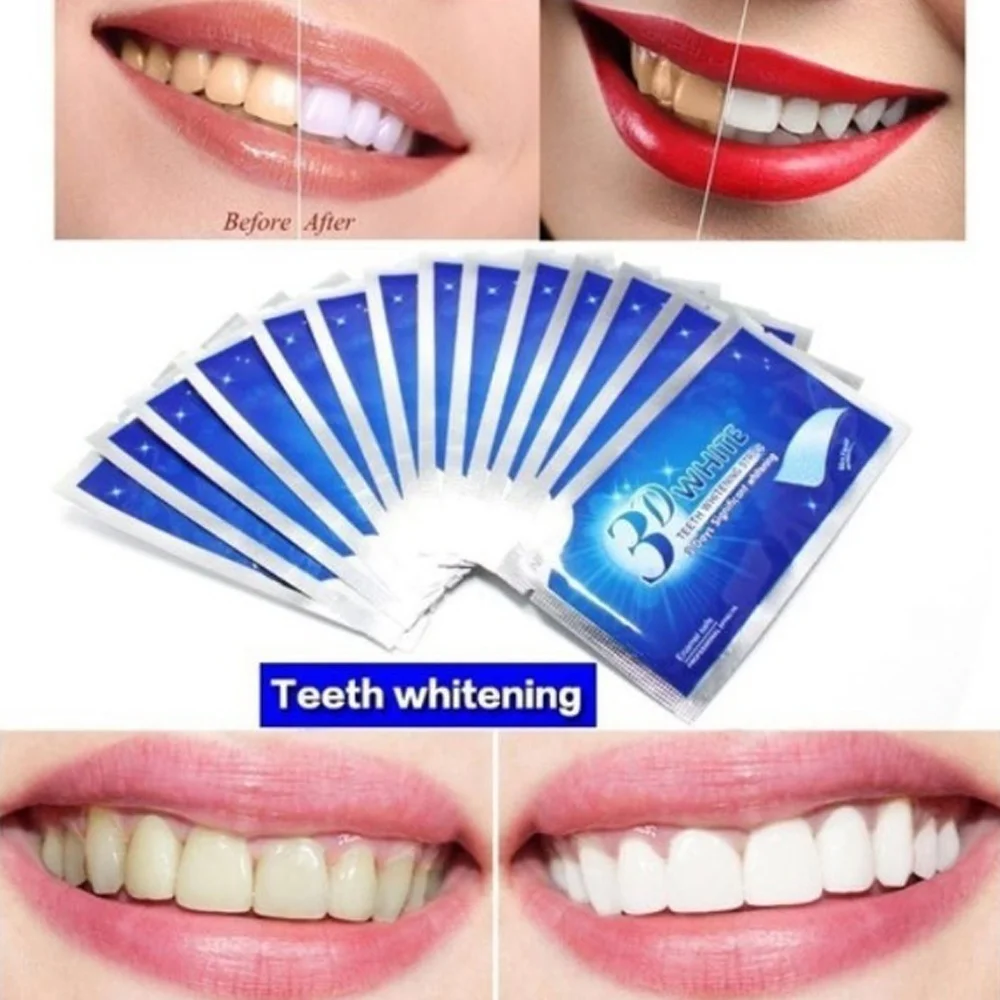 3D White Gel Teeth Whitening Strips Oral Hygiene Care Double Elastic Teeth Strips Whitenin Dental Bleaching 2