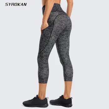 

SYROKAN Women's Naked Feeling I High Waist Crop Tight Run Training Yoga Capri Leggings with Side Pocket-19 Inches