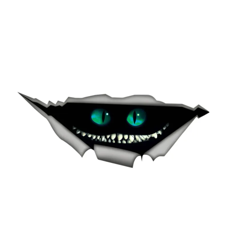 

13cm x 5cm Cheshire cat Sticker Torn Metal Decal Wild Animal Funny Car Stickers Window Bumper 3D Vinyl Car Styling