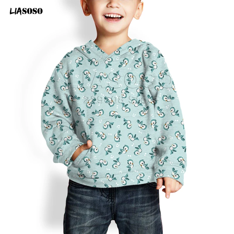 LIASOSO new 3D printing Cute animal collection child Hoodie,Elephant, cat,dog Cute Animal Hoodie streetwear Boy&girl pullover - Цвет: 13
