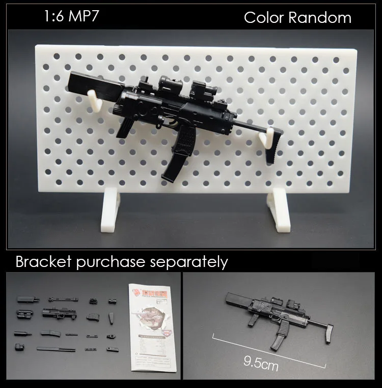 1:6 Scale Black Plastic Submachine Gun Weapon Model toy