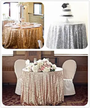 

Cheap!!! Mesh Champagne 90inch Round Sequin Fabric Tablecloth For Wedding/Event/Party/Banquet/Christmas Decorations