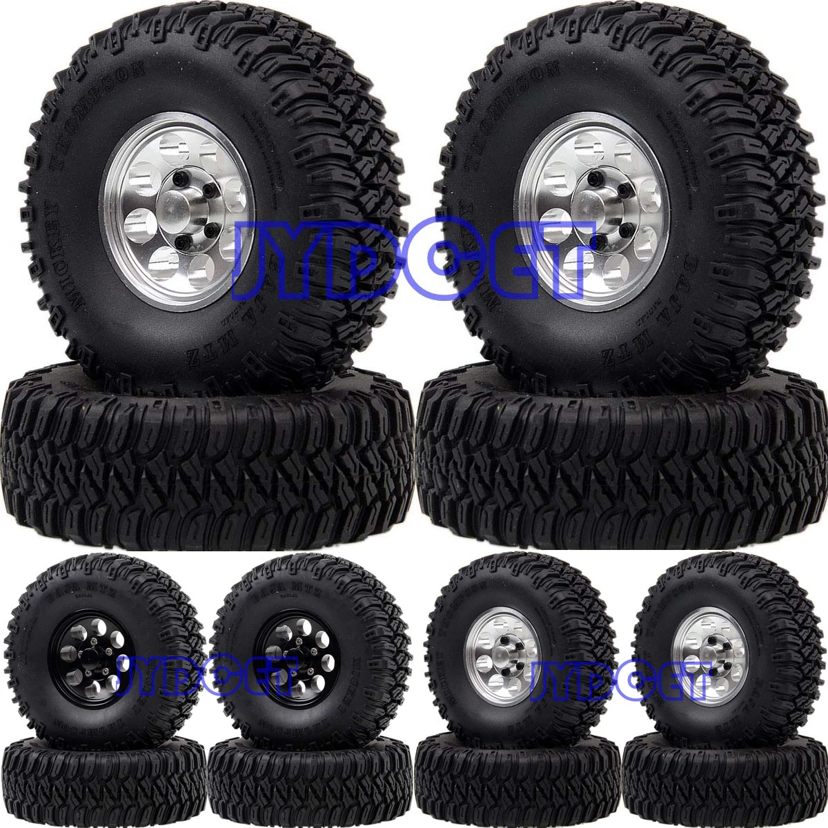 Black 1.55" Metal Beadlock Wheels Rim Hub 96MM Tires Tyre FOR RC 1/10 D90