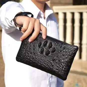 

Vintage Crocodile Pattern Genuine Leather Men Clutch Bags Women Evening Party Envelope Bag Money Wallets Coin Purse And Handbag