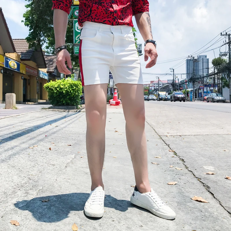 white Zomer Kleding Kant Streep шорты Mannen Toevallige Heren облегающие шорты Уличная клетчатая одежда Korte Hombre Korte Masculino 3XL-M - Цвет: white