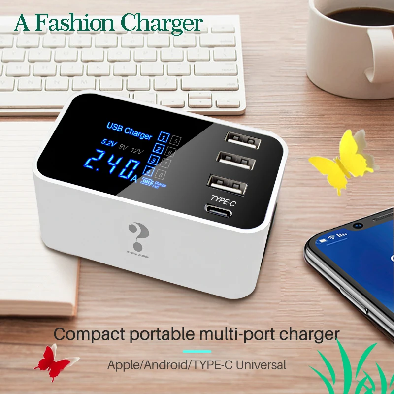 Najtaniej Szybka ładowarka typu C ładowarka USB wyświetlacz LCD inteligentny rozdzielacz ładowarki podróż telefon komórkowy adapter ścienny do iPhone Samsung Xiaomi Meizu
