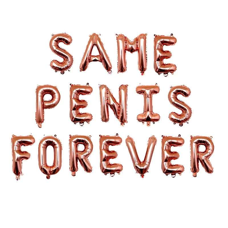16pcs SAME PENIS FOREVER Letters 16'' Rose Gold Silver Foil Balloons For Bachelorette Hen Party Girls Night Out Decor | Дом и сад
