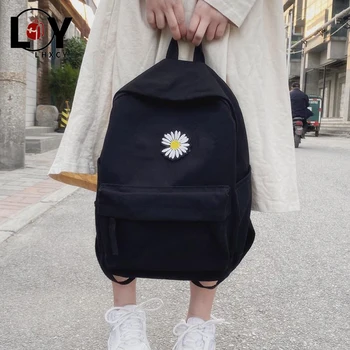 

Embroidery Flowers Canvas Backpacks For School Teen High Quality Waterproof Bags For Women Leisure Korean Version Designer Bags