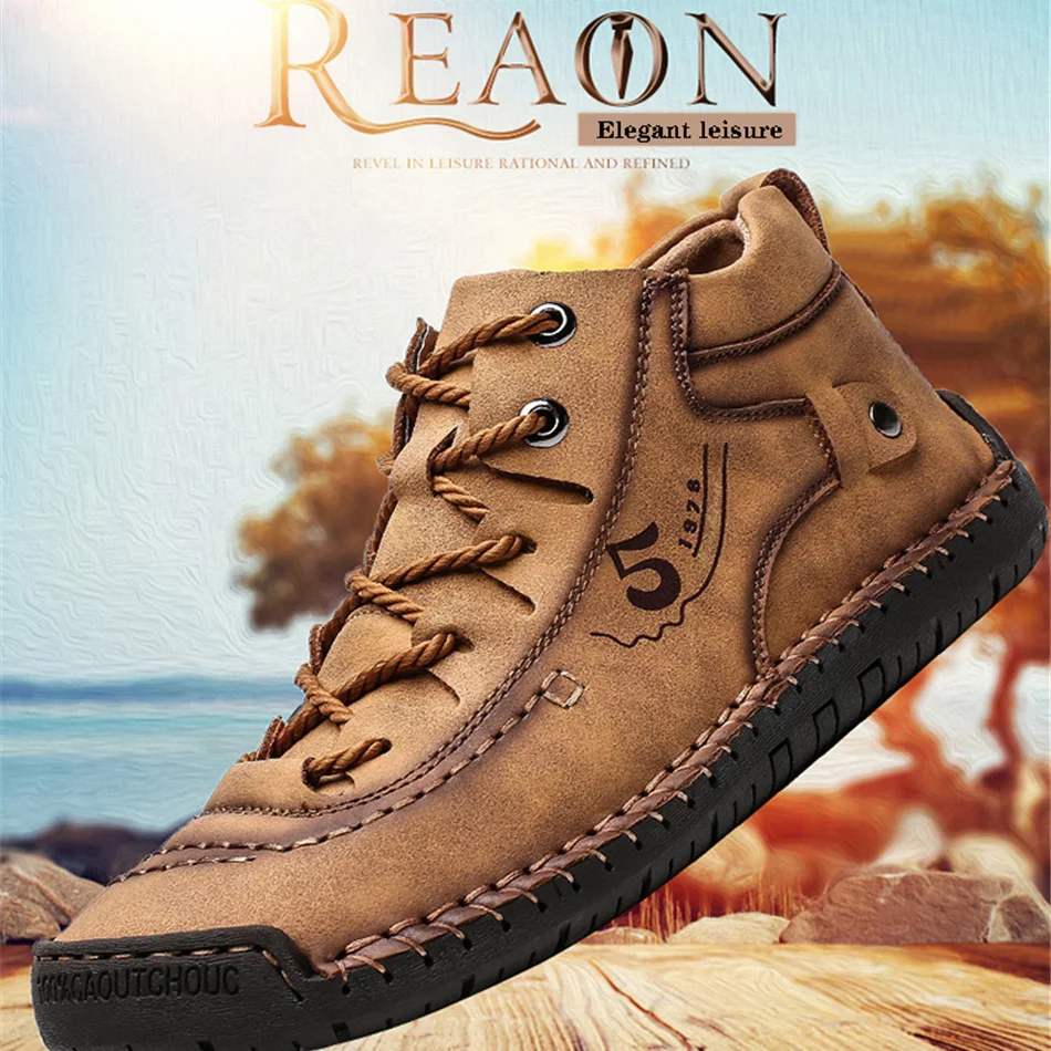 

Winter Snow Boots Men's Microfiber Leather Men's Shoes Warm Artificial Fur Insole Casual Shoes Spring And Autumn Leather Boots