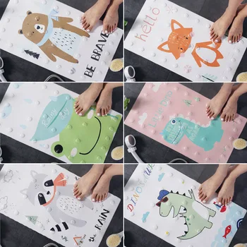 

PVC Bathroom Mat Cartoon Animal Pattern Anti-Slip Massage Pad with Sucker Bathtub Carpet Shower Pad Bathroom Rugs Shower Mat