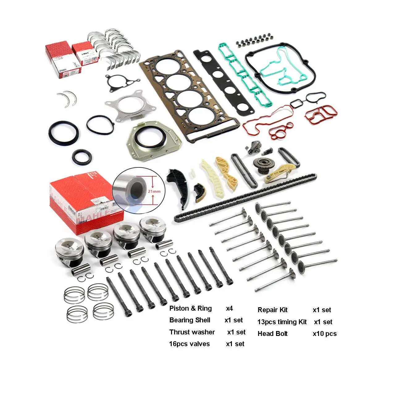 Комплект для восстановления двигателя VW Golf Audi A4 A5 Q5 2 0 T CDNC CCZA CCTA 21 мм Pin EA888 |