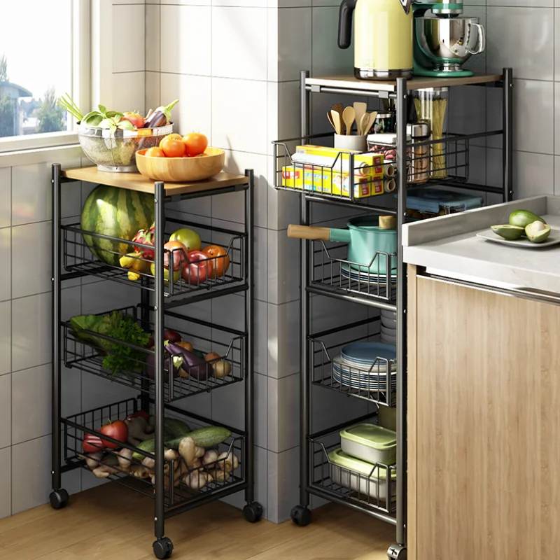 Kitchen Crack Pulls Pull Type Shelving To Fall To The Ground Multi layer Mobile Super Small Receive Rack Kitchen Storage