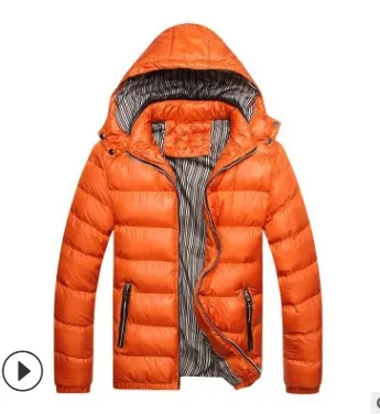 Зимняя мужская модная куртка со стоячим воротником, мужские однотонные толстые теплые куртки и пальто, мужские зимние парки, мужские пальто - Цвет: orange