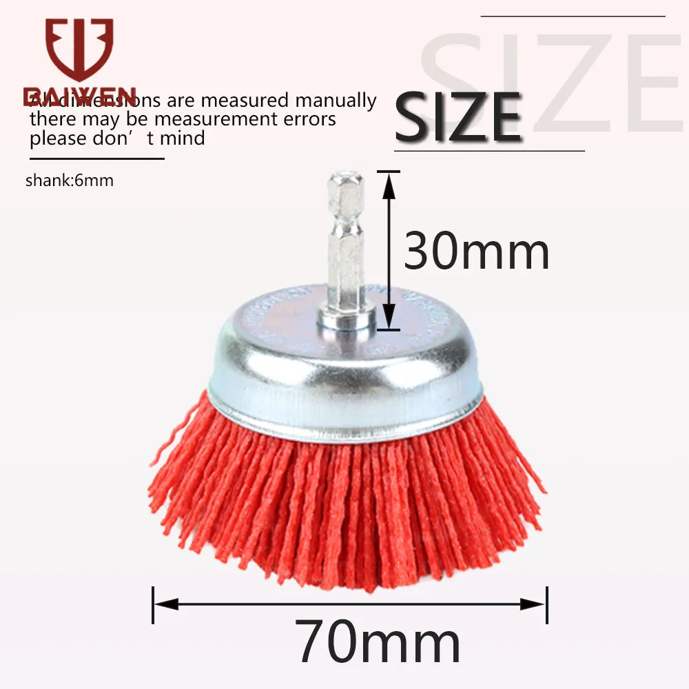 1pc Red 80Grit " нейлоновая нить шлифовальная чашка набор кистей 30 мм ручка для бурения чистой полированной древесины для снятия заусенцев и снятия заусенцев - Цвет: 1pc Red 80Grit