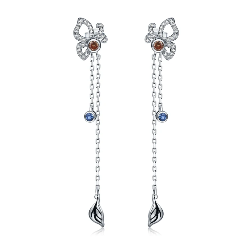 

XiaoJing New 925 Sterling Silver Clear CZ Flying Butterfly stud Earrings for Women Wedding Fine Jewelry free shipping 2019